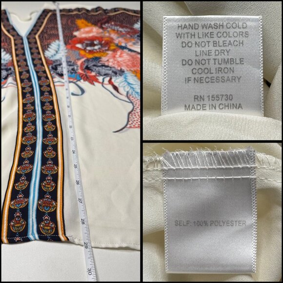 Rose + Olive Cream Multi Boho Floral Dolman 3/4 Sleeve Flowy Blouse Kimono Sz 1X - Picture 7 of 7